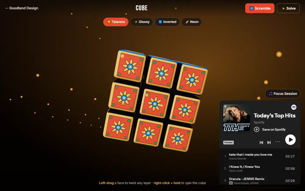 Interactive 3D cube — click to play